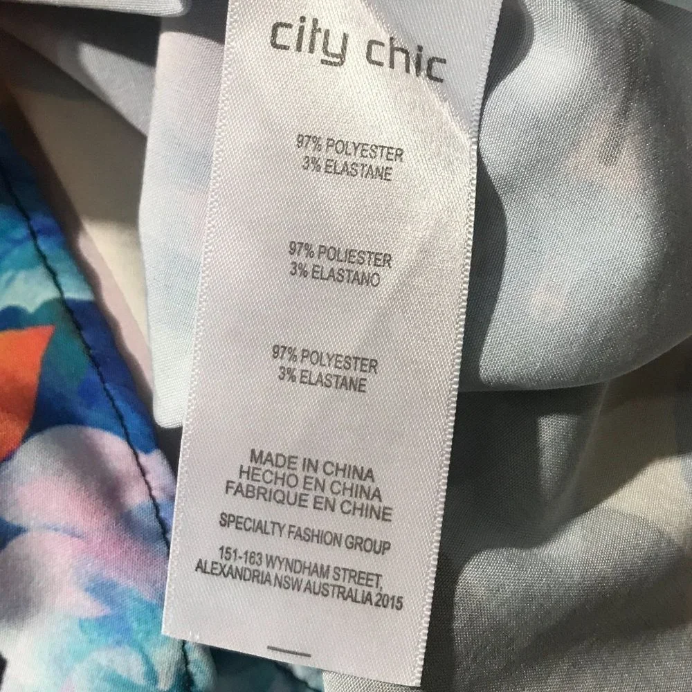 City Chic Women's XL / 22 Zip Front Shift Midi Dress Pockets Wearable Art Beauti